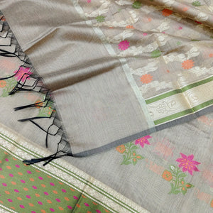 Beige Resham Banarasi Silk Suit