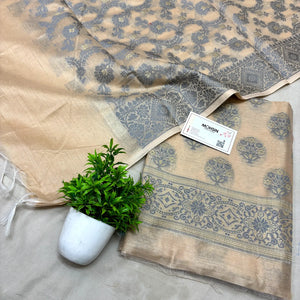 Beige Resham Banarasi Silk Suit