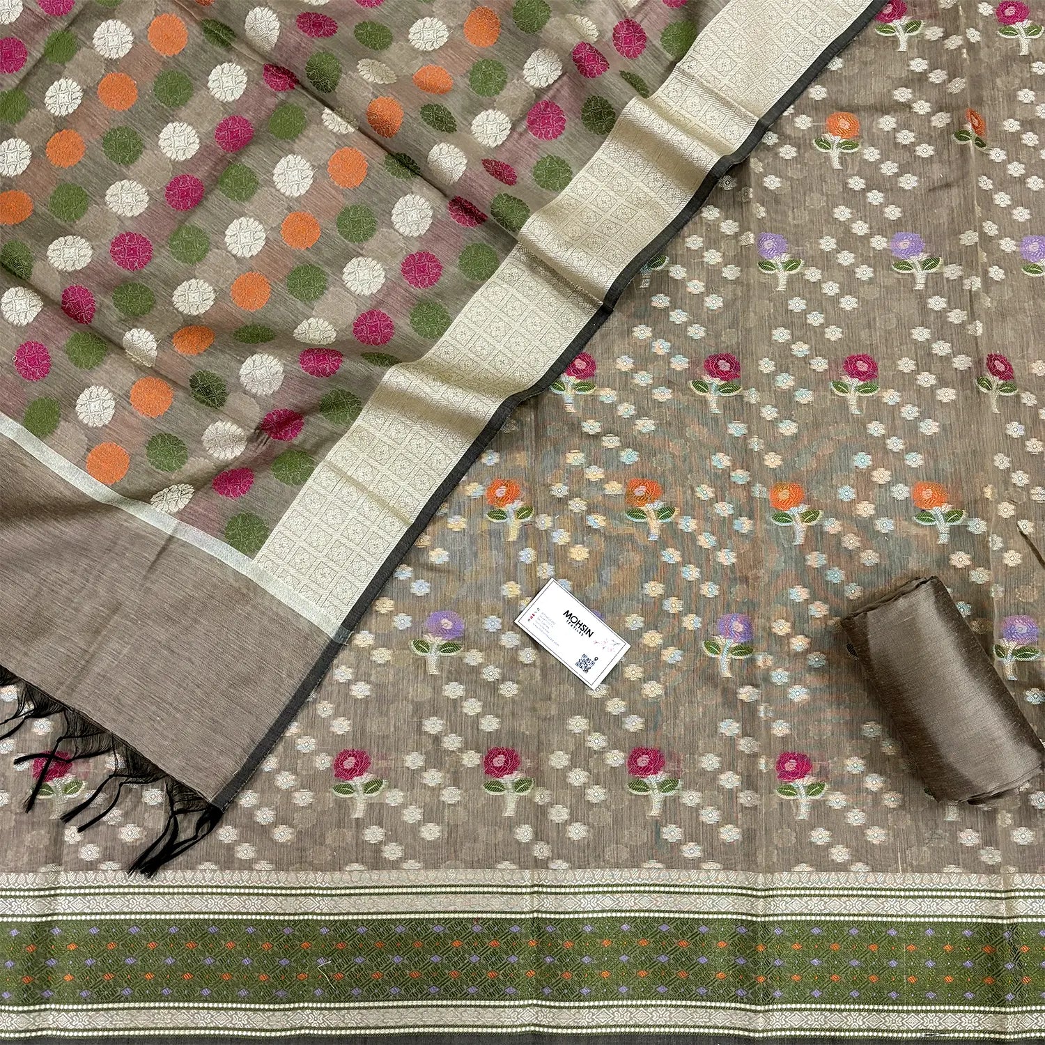 Beige Resham Banarasi Silk Suit