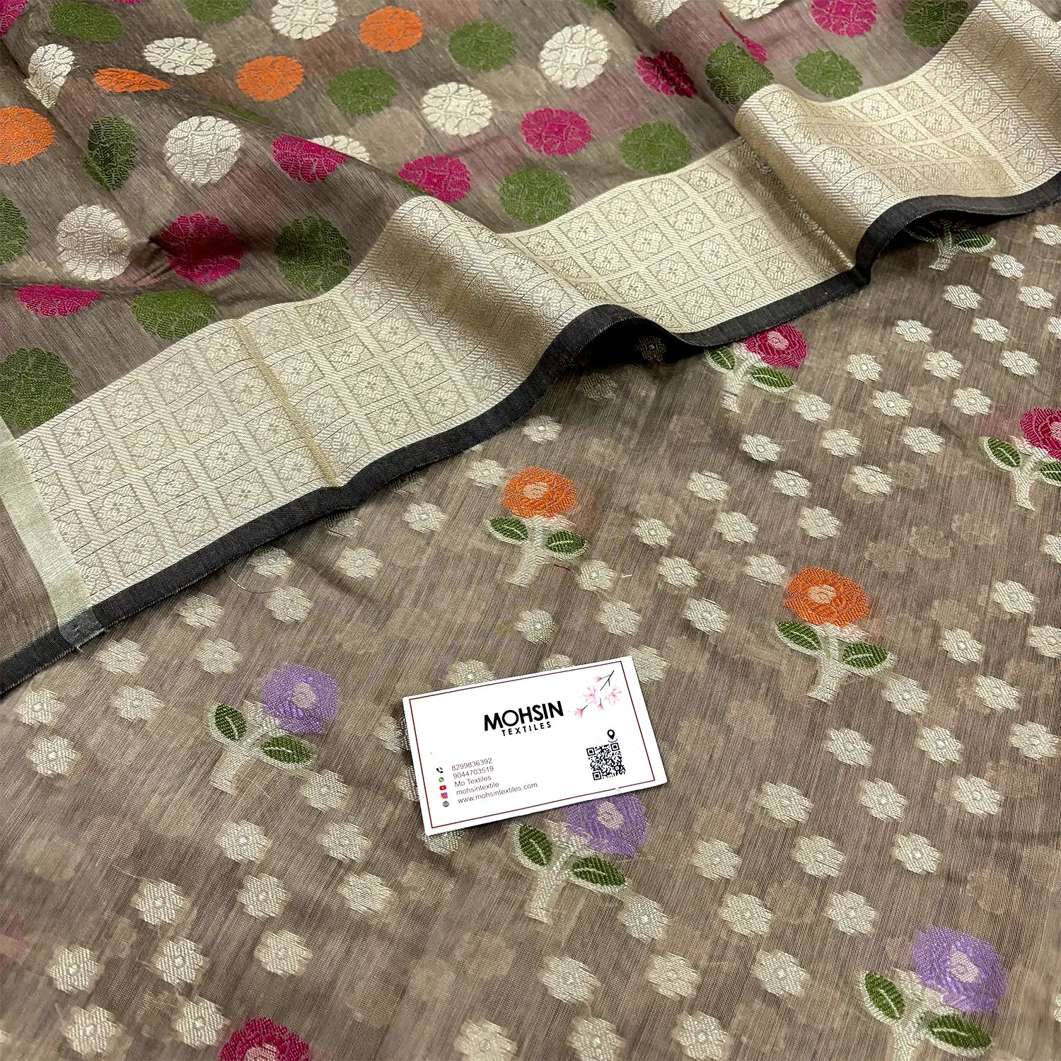Beige Resham Banarasi Silk Suit