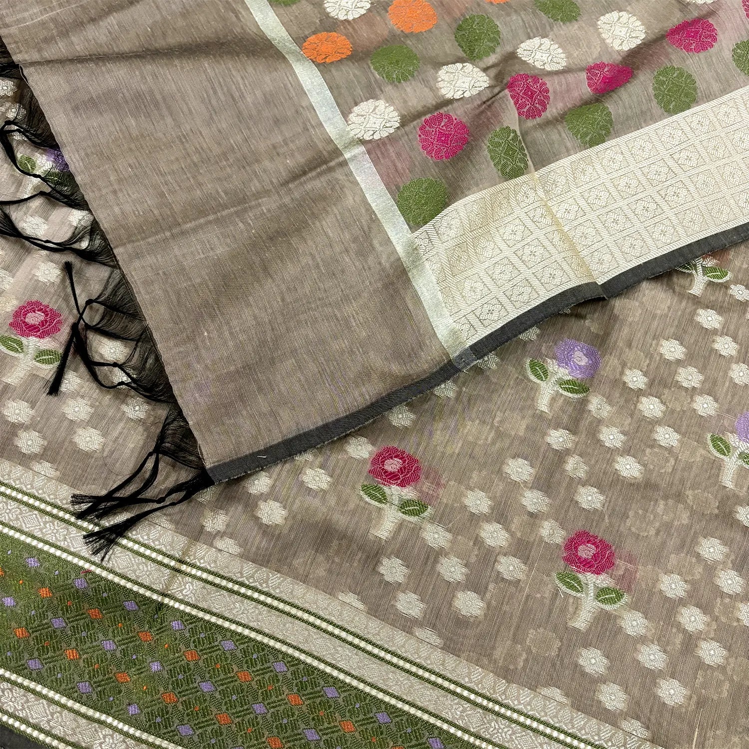 Beige Resham Banarasi Silk Suit