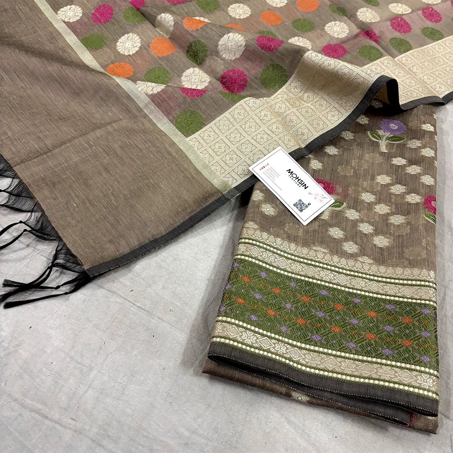 Beige Resham Banarasi Silk Suit