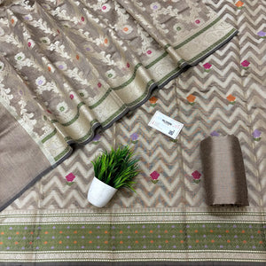 Beige Resham Banarasi Silk Suit