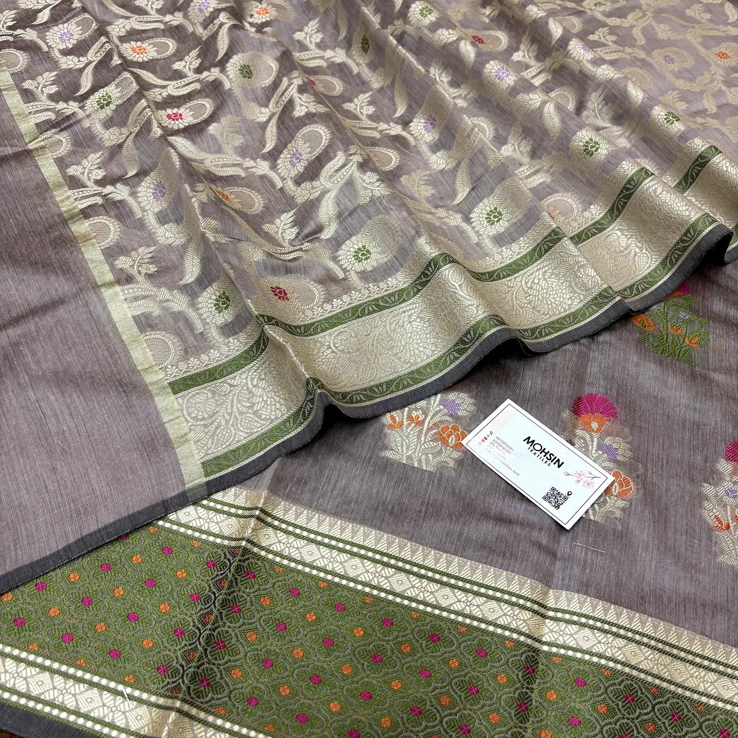 Beige Resham Banarasi Silk Suit