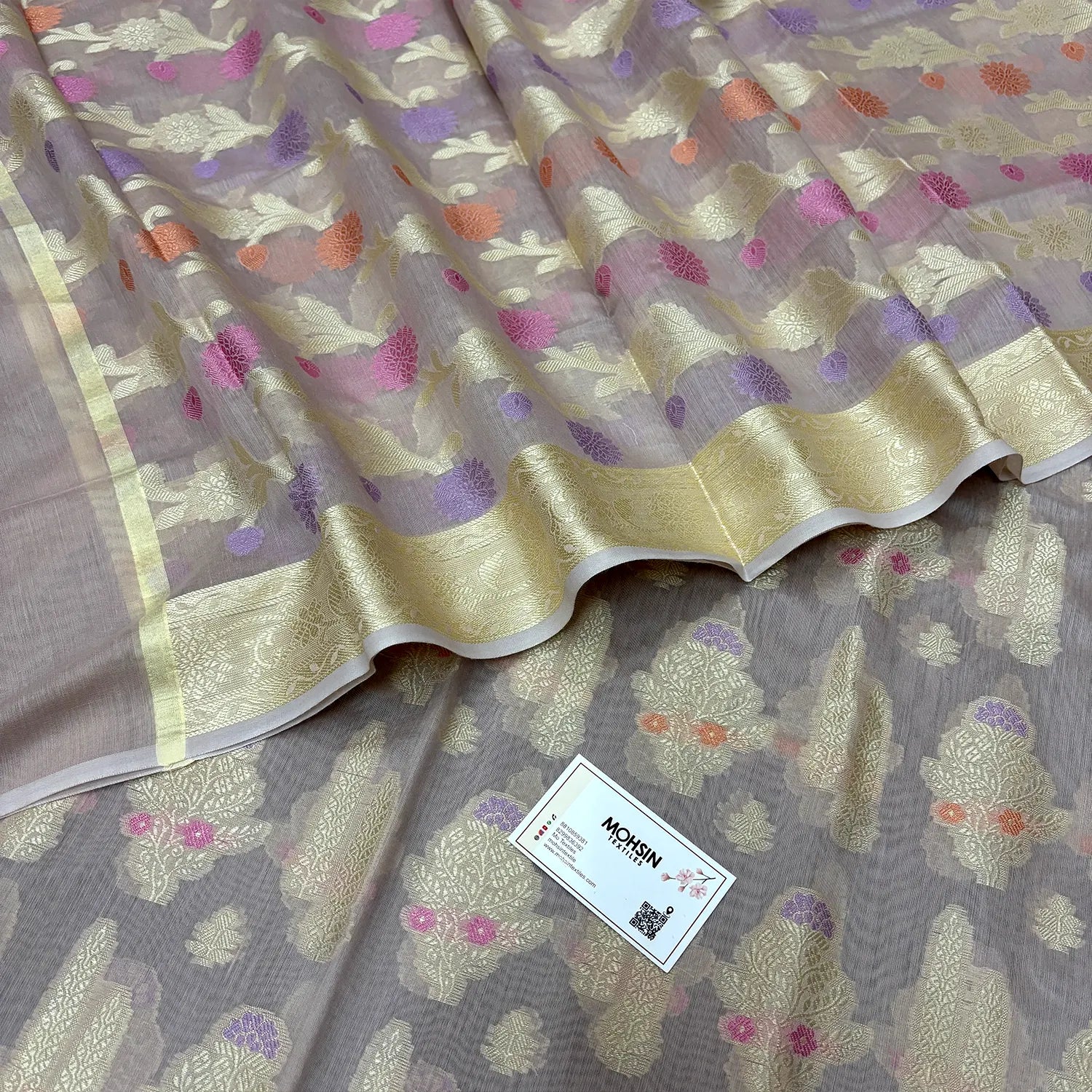 Beige Resham Banarasi Silk Suit