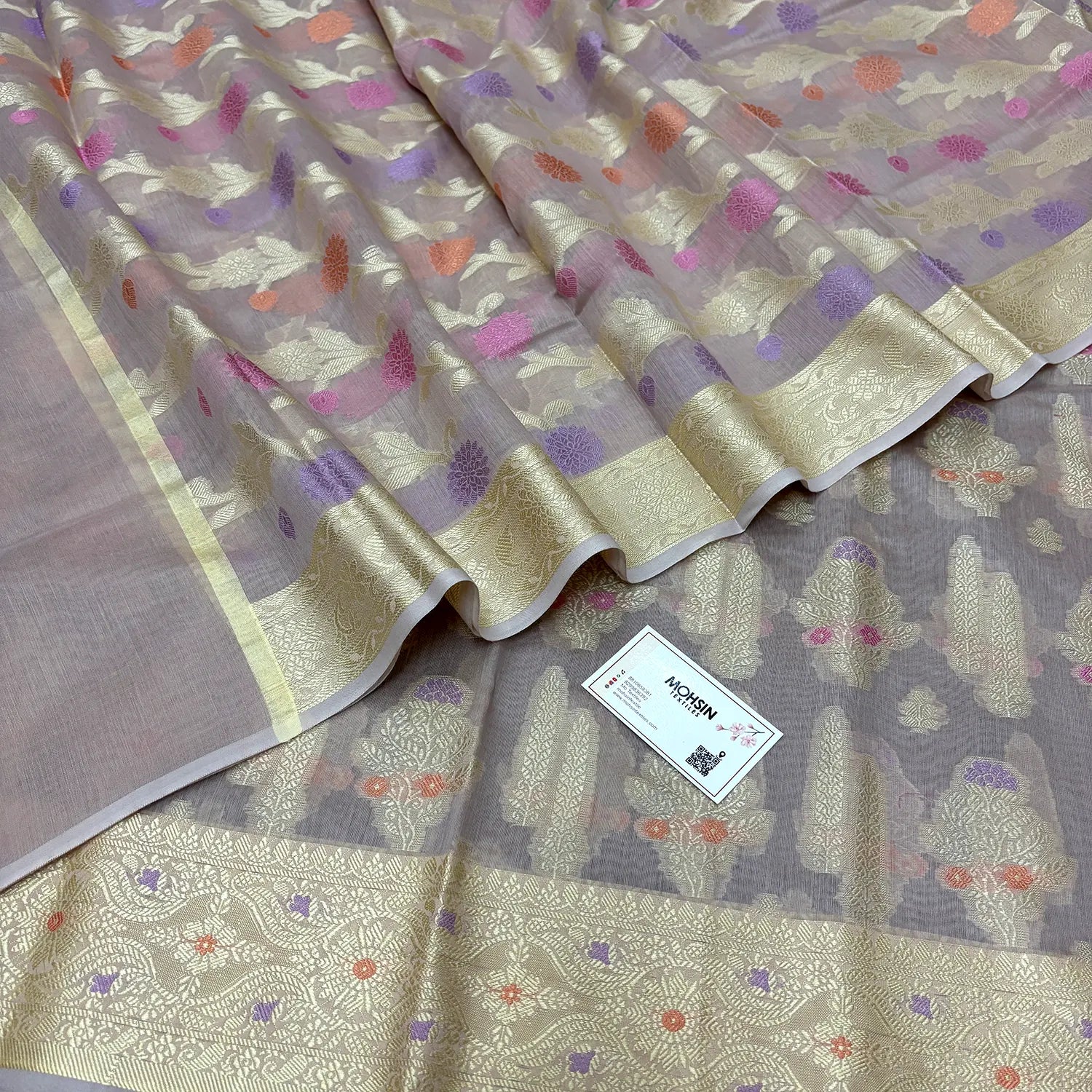 Beige Resham Banarasi Silk Suit