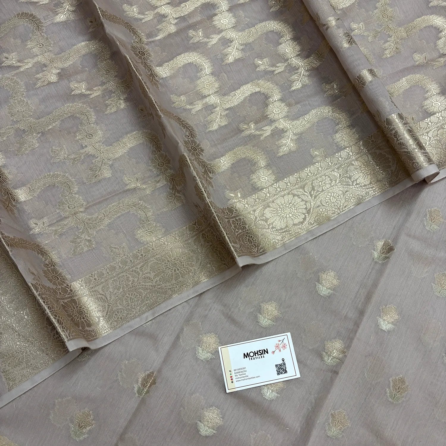 Beige Resham Banarasi Silk Suit
