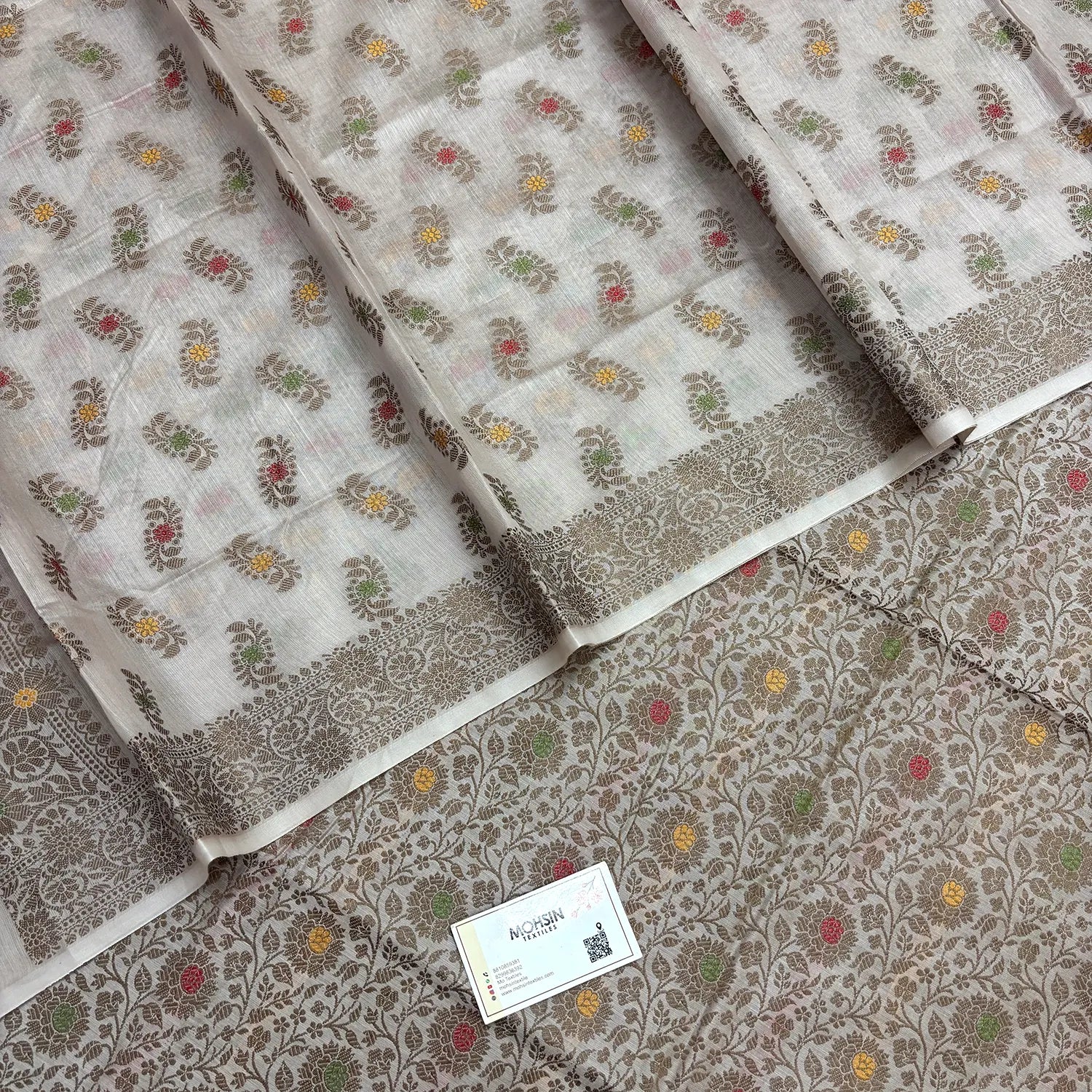 Beige Resham Banarasi Silk Suit