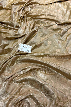 Beige Ropeway Jaal Katan Mashru Silk Banarasi Saree