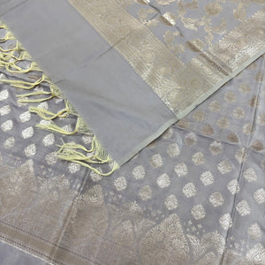 Beige Singhasan Buti Satin Silk Banarasi Suit