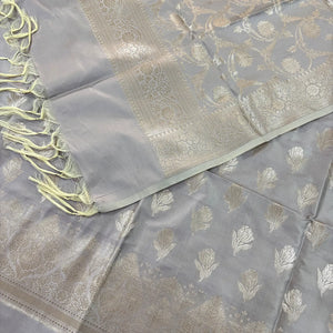 Beige Singhasan Vilas Satin Silk Banarasi Suit