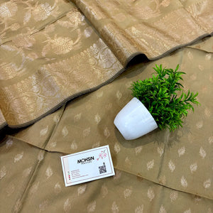 Beige Sunehri Pankh Satin Silk Banarasi Suit