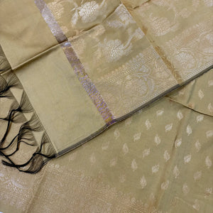 Beige Sunehri Pankh Satin Silk Banarasi Suit