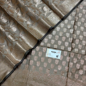 Beige Sunflower Semi Katan Silk Banarasi Suit