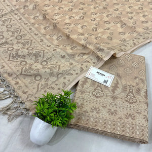 Beige Surahi Tree Cotton Silk Banarasi Suit