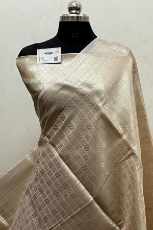 Beige Tissue Silk Banarasi Saree