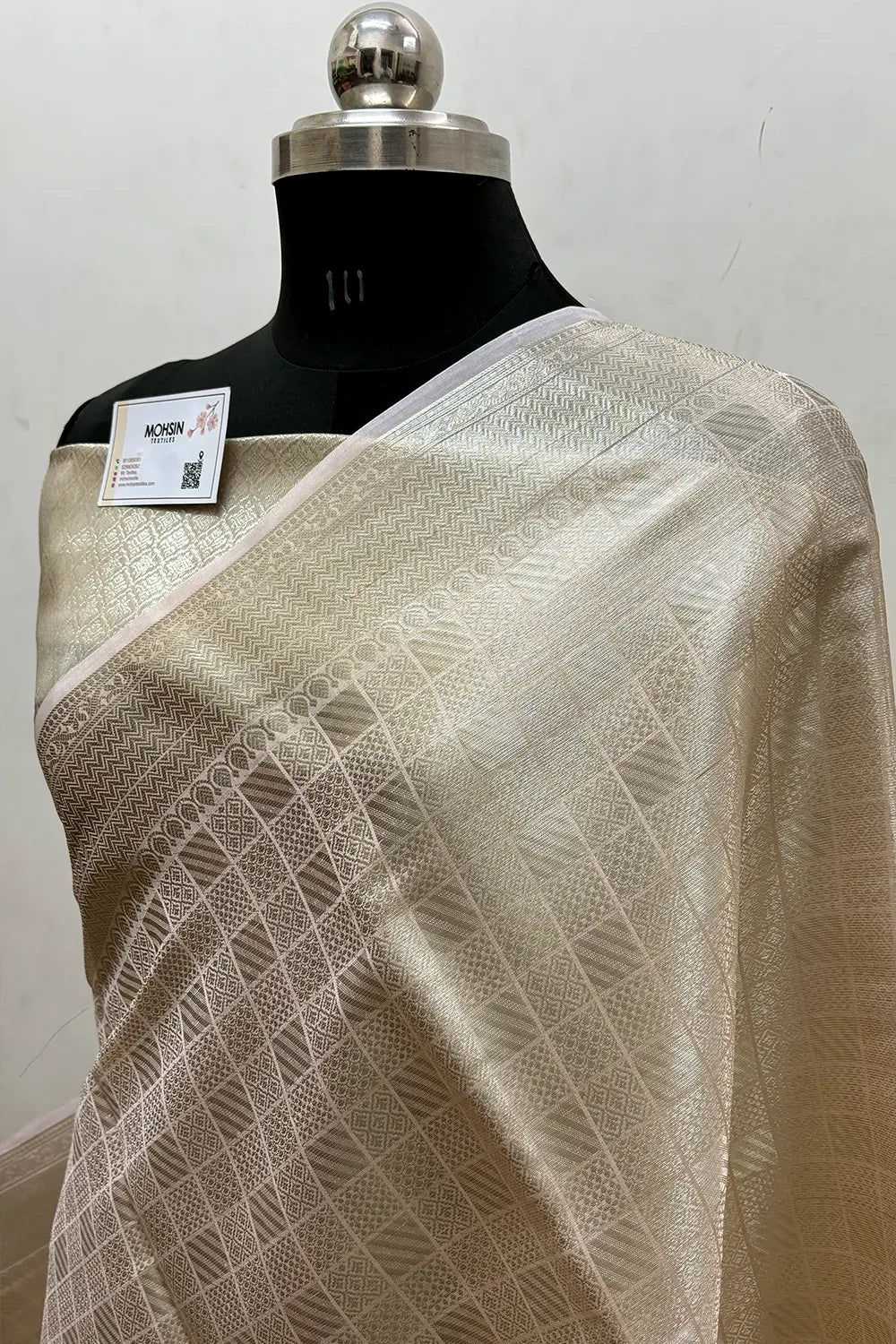 Beige Tissue Silk Banarasi Saree