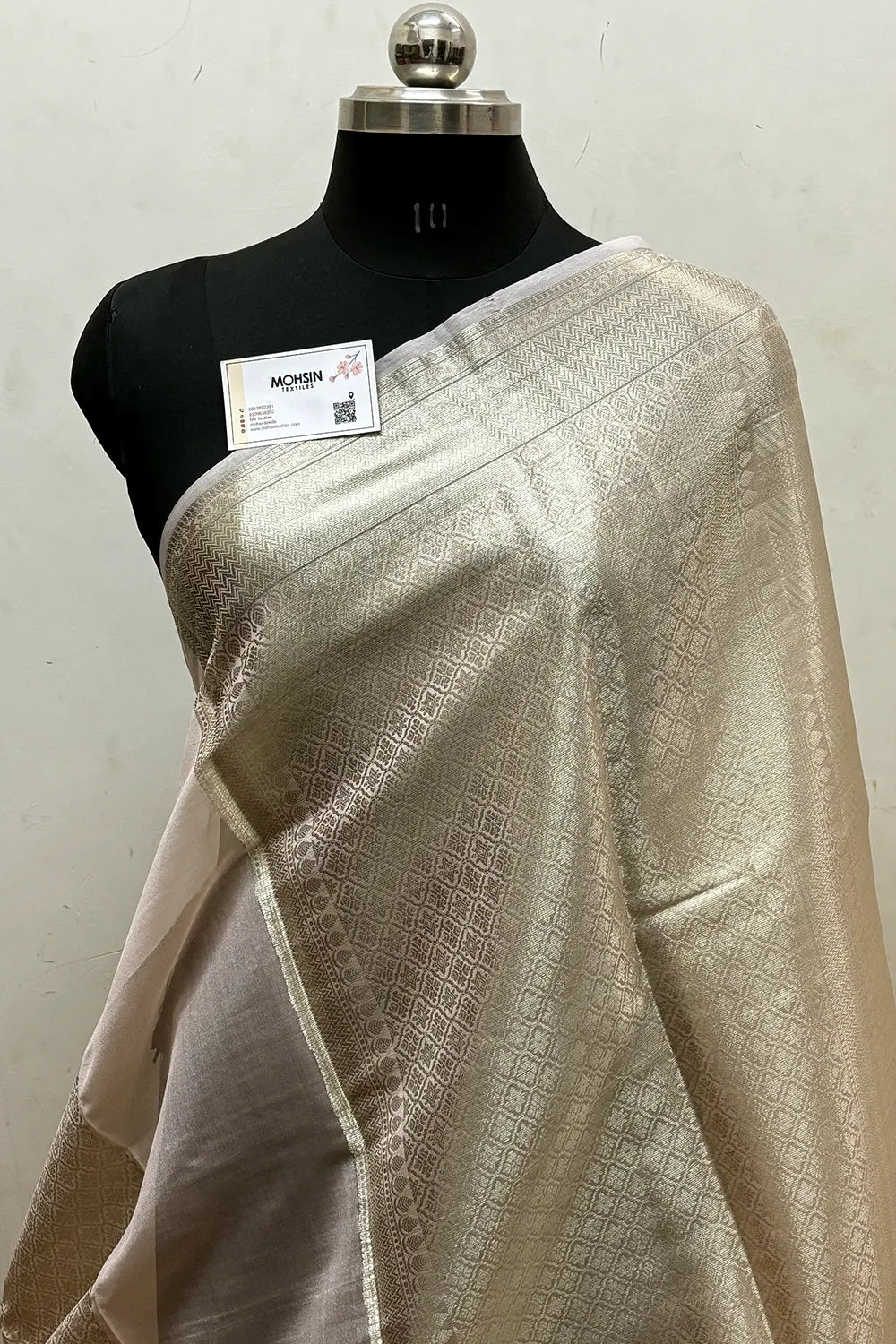 Beige Tissue Silk Banarasi Saree