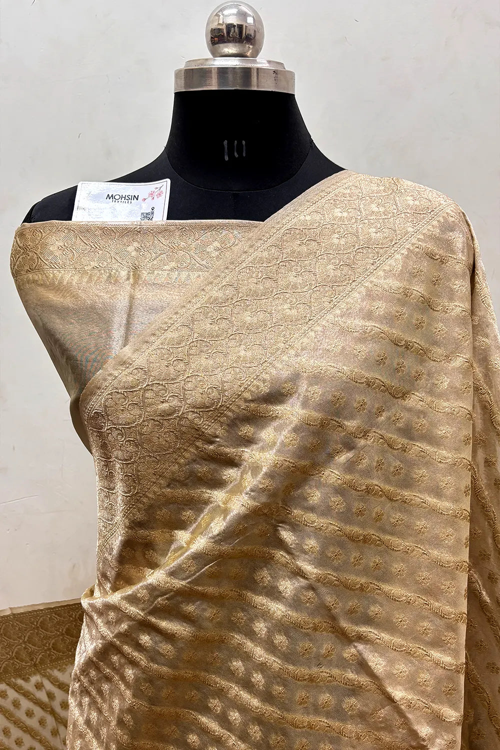 Beige Tissue Silk Banarasi Saree