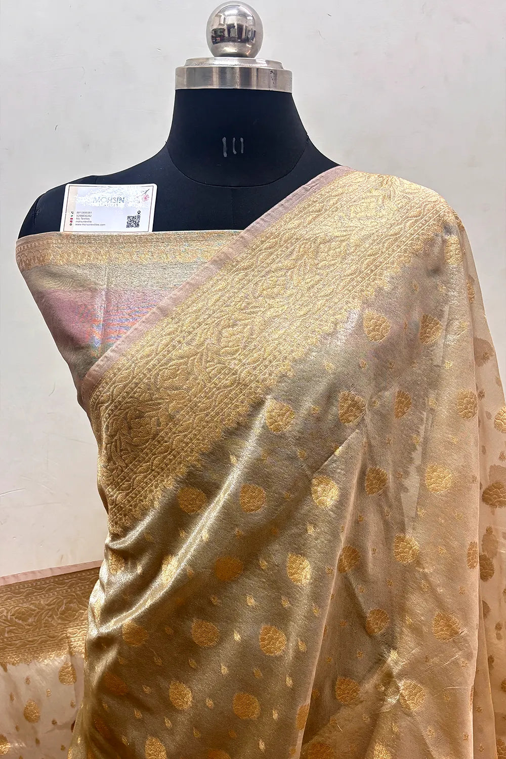 Beige Tissue Silk Banarasi Saree