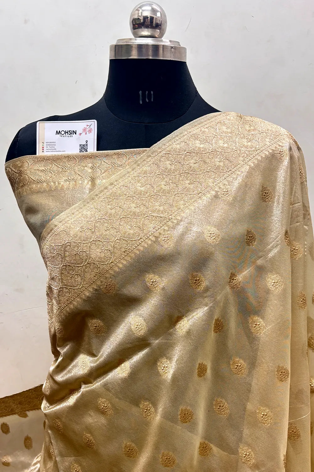 Beige Tissue Silk Banarasi Saree