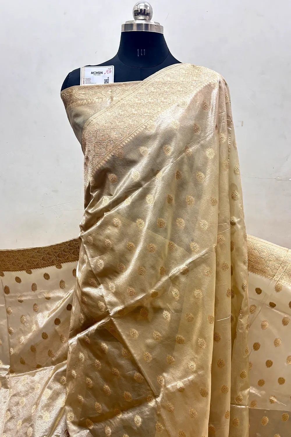 Beige Tissue Silk Banarasi Saree