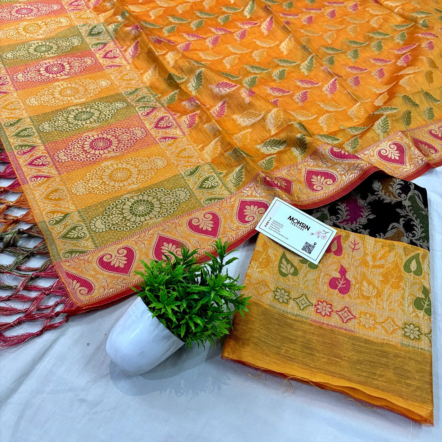 Black and Yellow Resham Banarasi Silk Suit 