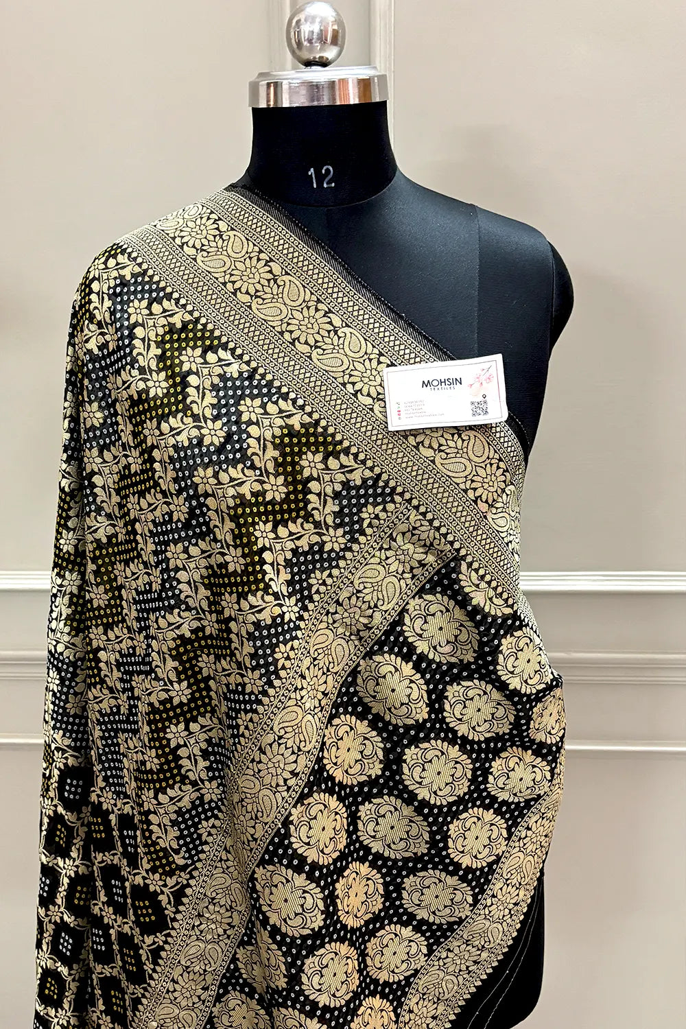 Black Bandhej Georgette Silk Banarasi Saree