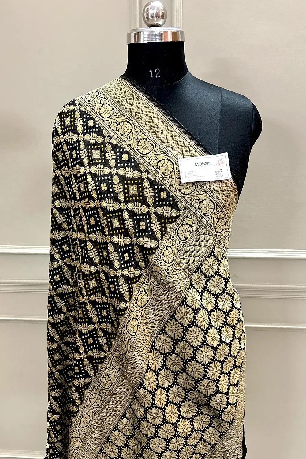 Black Bandhej Georgette Silk Banarasi Saree