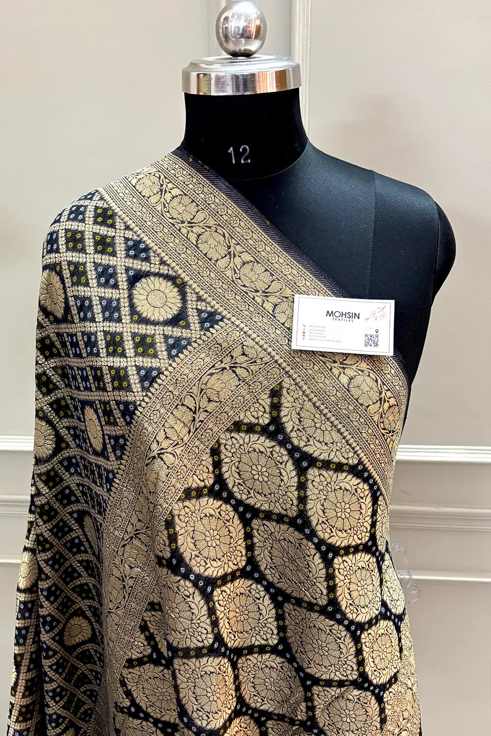 Black Bandhej Georgette Silk Banarasi Saree