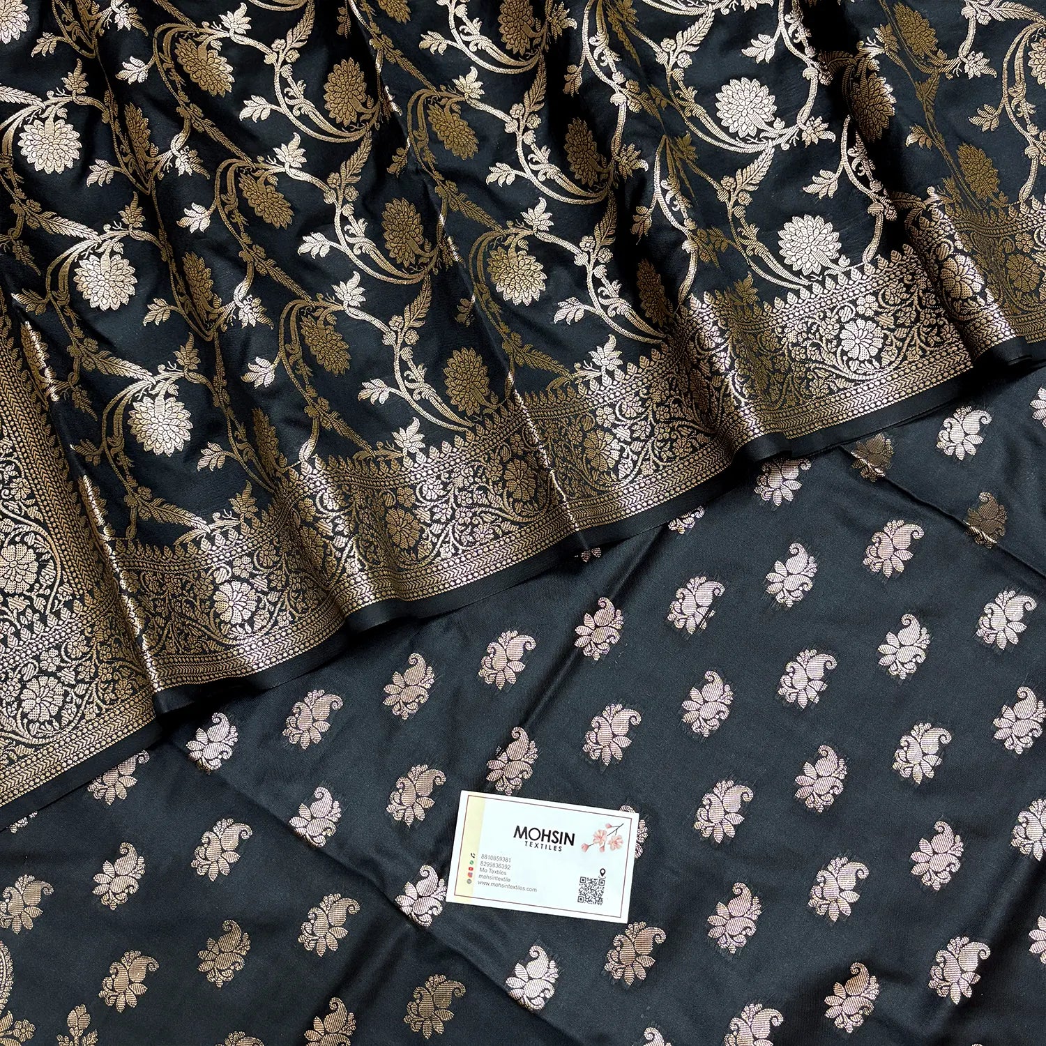 Black Godzilla Semi Katan Silk Banarasi Suit