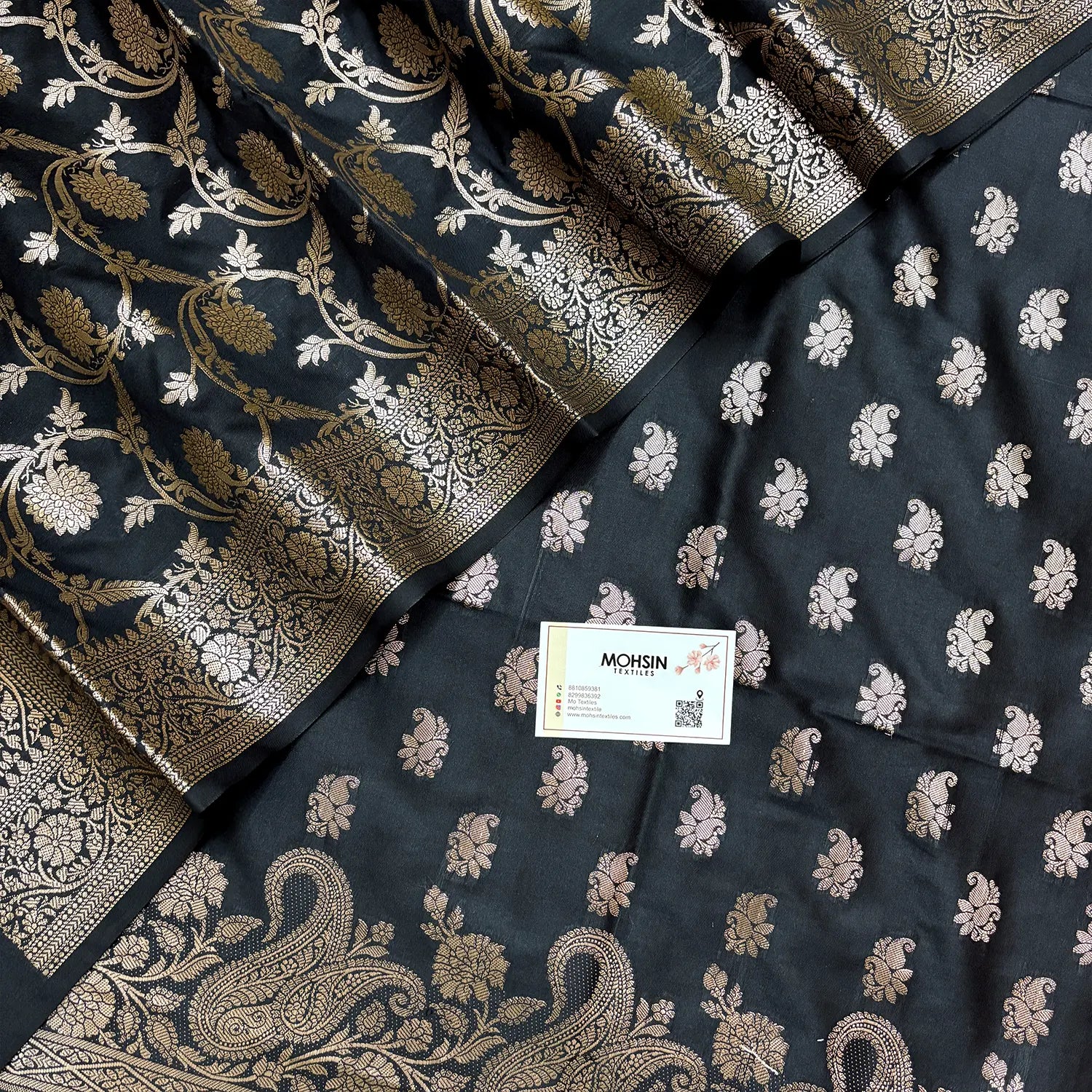 Black Godzilla Semi Katan Silk Banarasi Suit