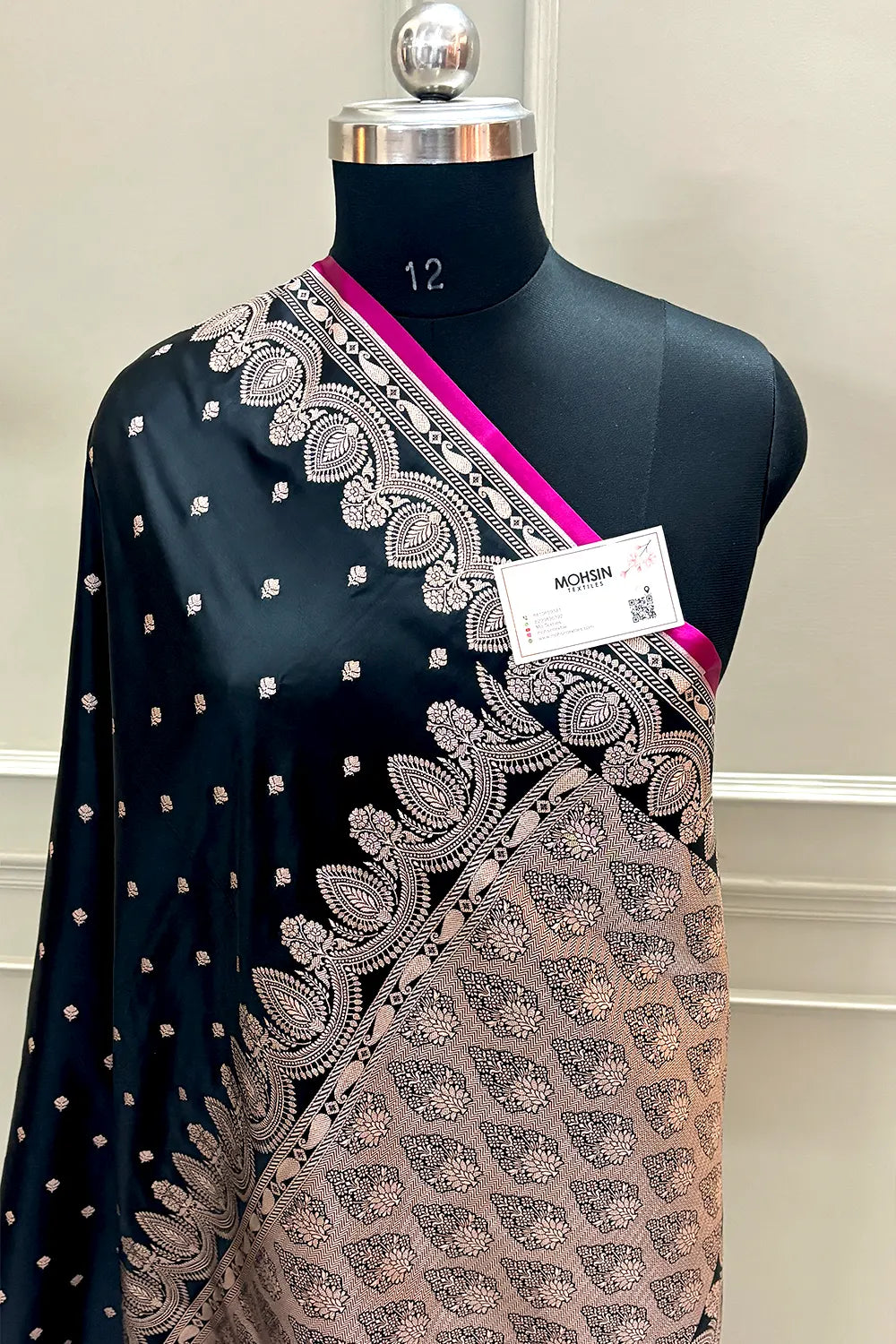 Black Jadi Buti Katan Silk Banarasi Saree