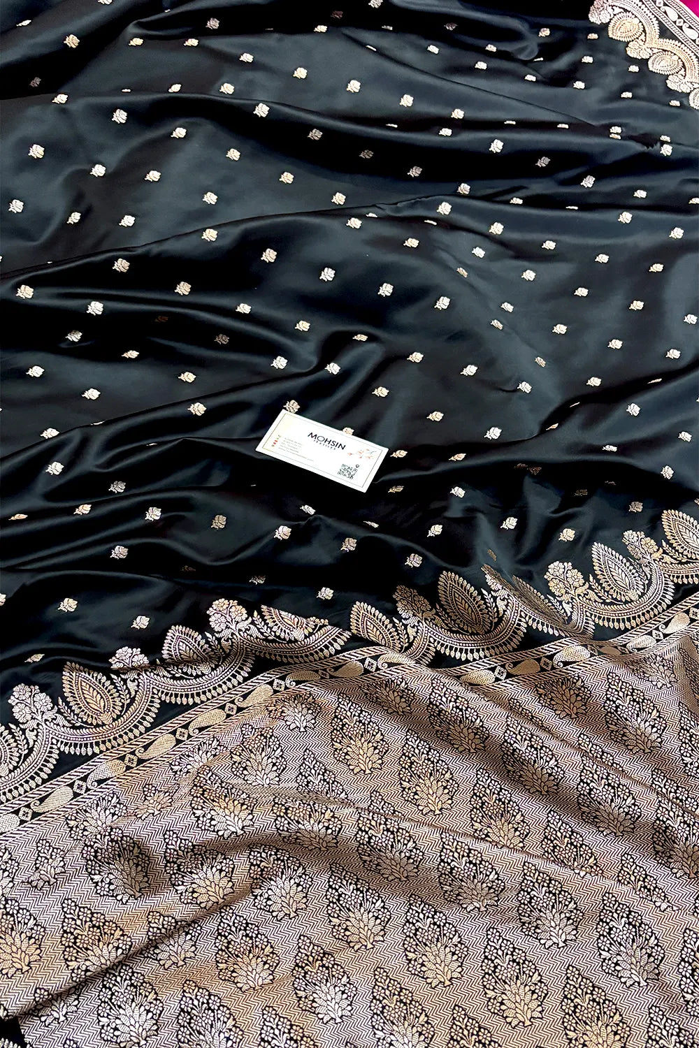 Black Jadi Buti Katan Silk Banarasi Saree