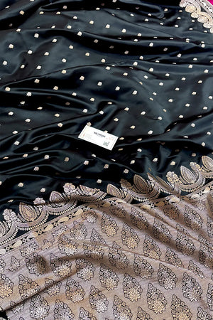 Black Jadi Buti Katan Silk Banarasi Saree