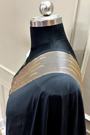 Black Kalyug Plain Satin Silk Banarasi Saree