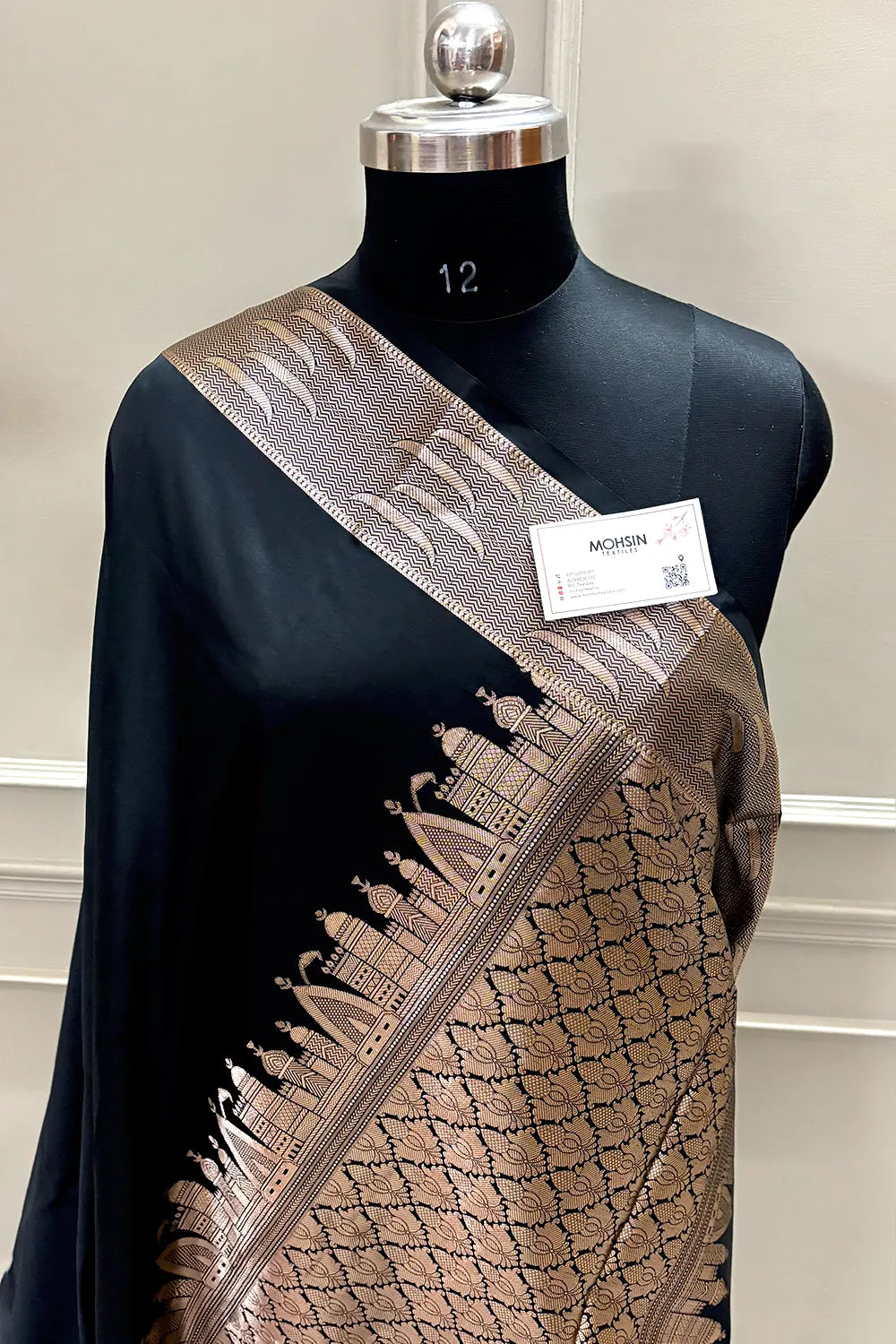 Black Kalyug Plain Satin Silk Banarasi Saree