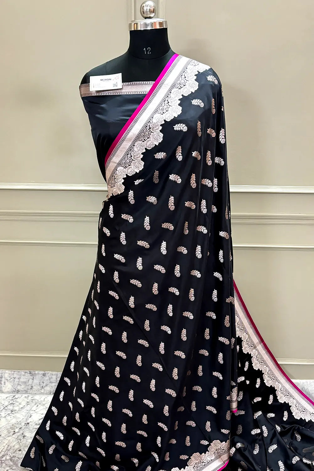 Black Kanak Buti Katan Silk Banarasi Saree