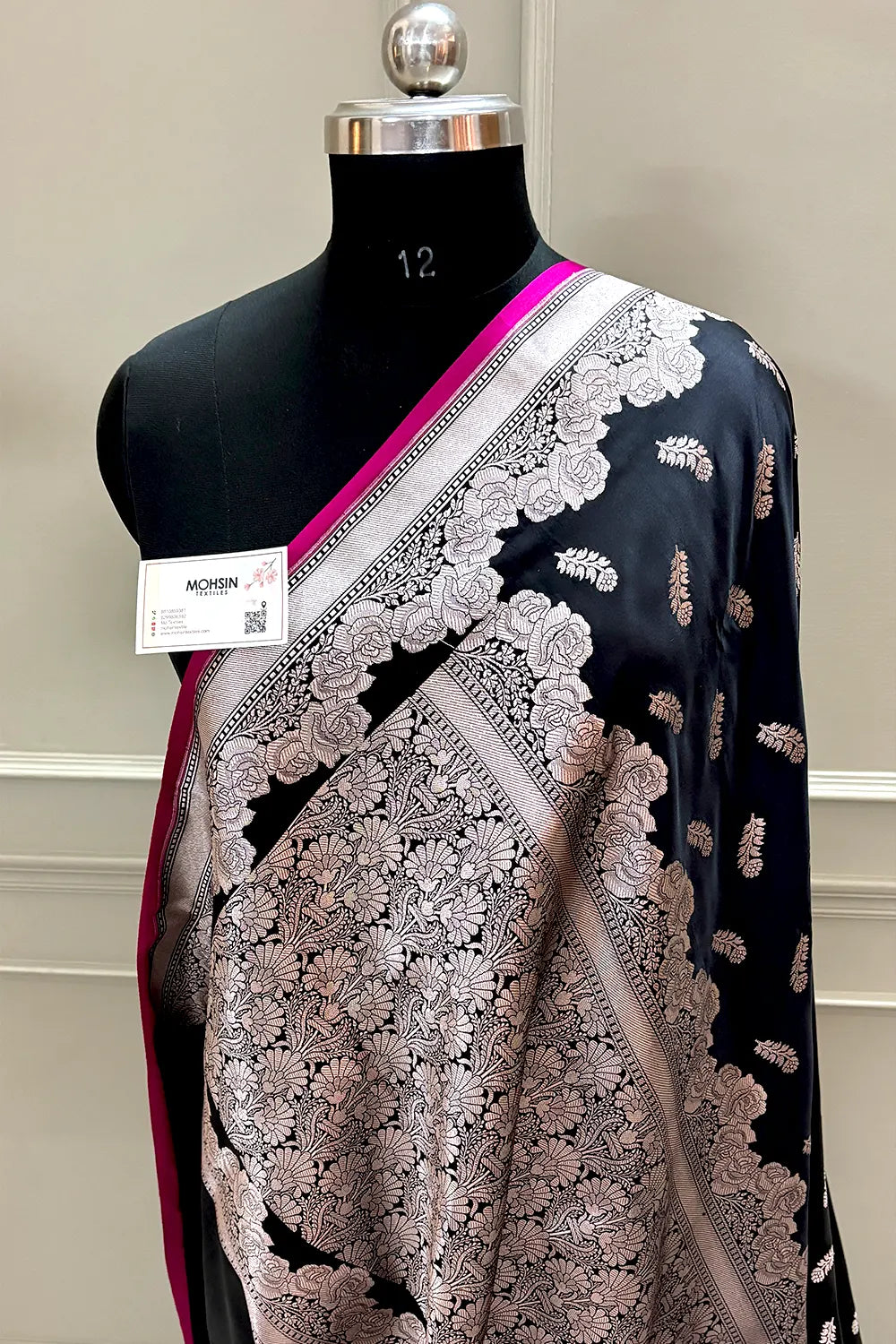 Black Kanak Buti Katan Silk Banarasi Saree