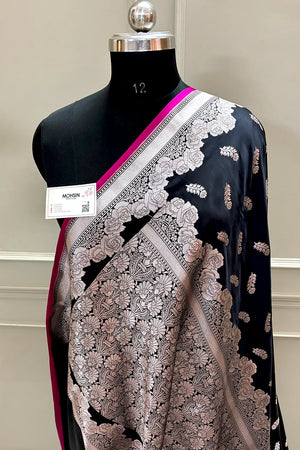 Black Kanak Buti Katan Silk Banarasi Saree