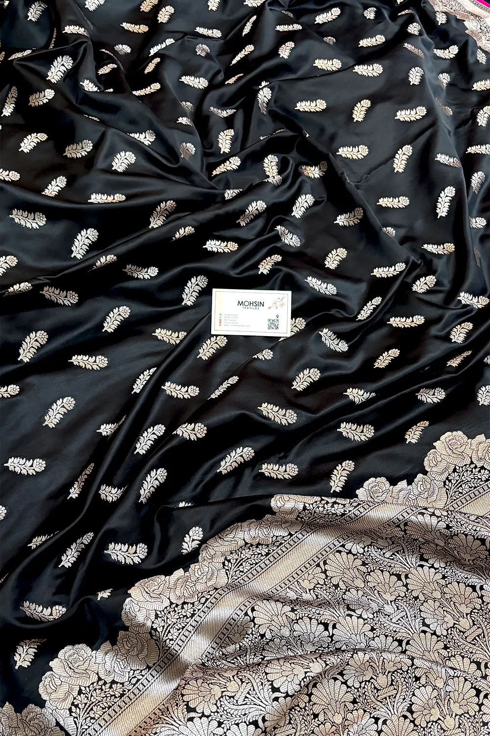 Black Kanak Buti Katan Silk Banarasi Saree