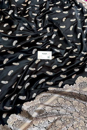 Black Kanak Buti Katan Silk Banarasi Saree
