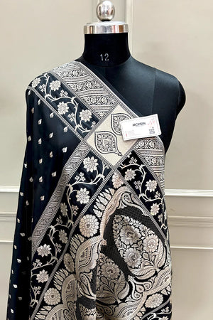 Black Mahinki Buti Katan Silk Banarasi Saree