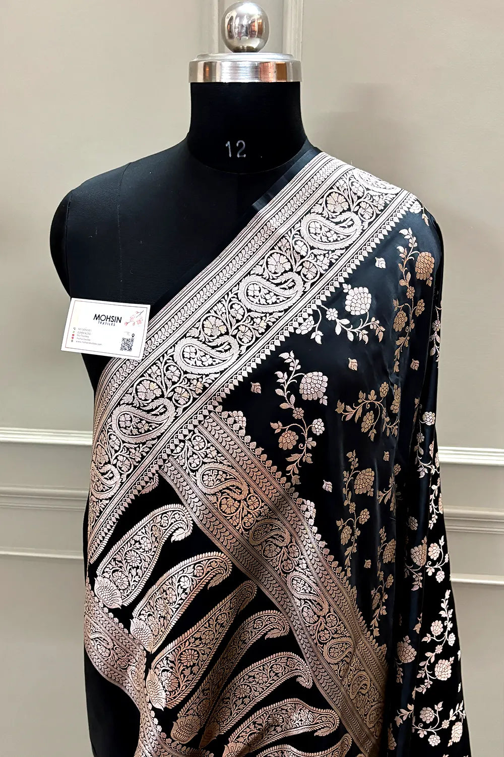 Black Nafis Jaal Katan Silk Banarasi Saree