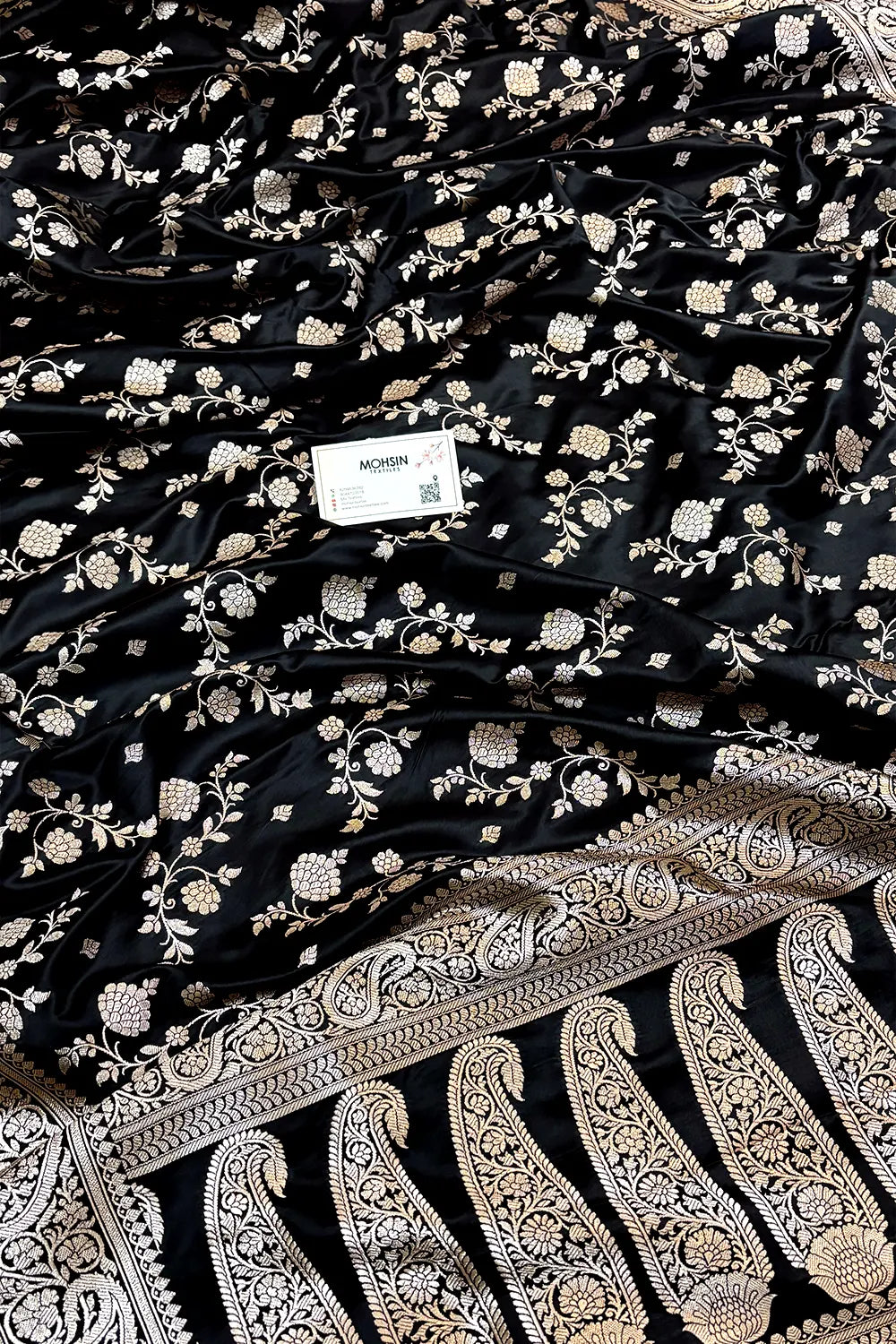 Black Nafis Jaal Katan Silk Banarasi Saree