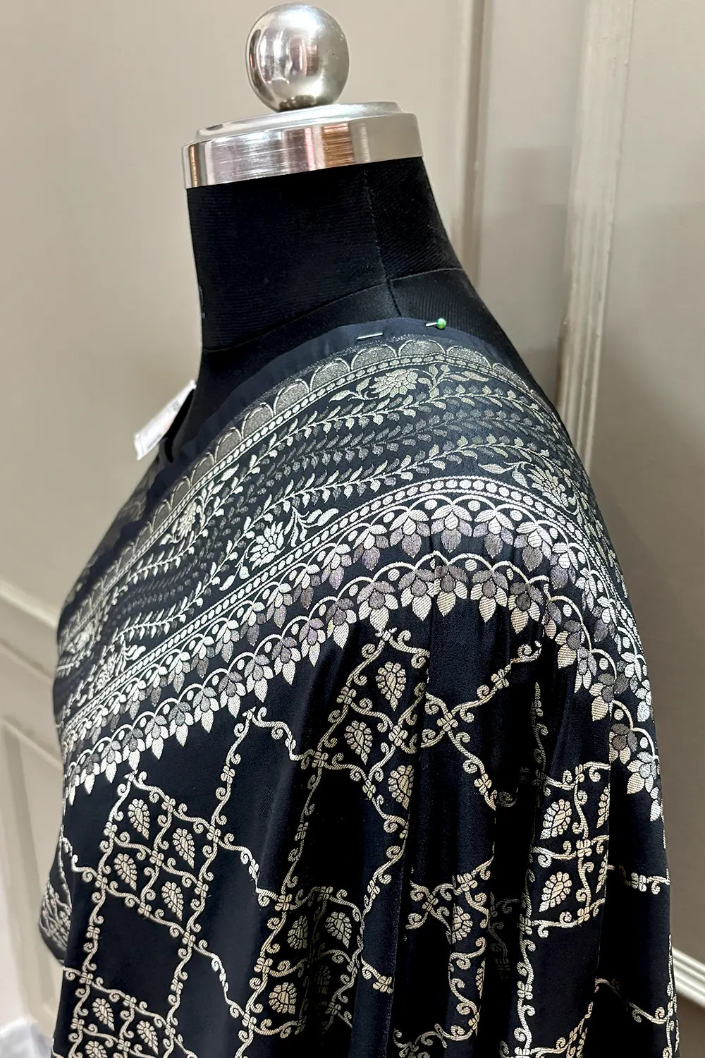 Black Pi Jaal Katan Silk Banarasi Saree 