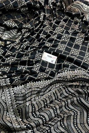 Black Pi Jaal Katan Silk Banarasi Saree 