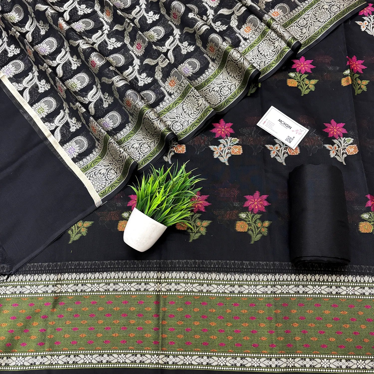 Black Resham Banarasi Silk Suit