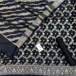 Black Resham Banarasi Silk Suit