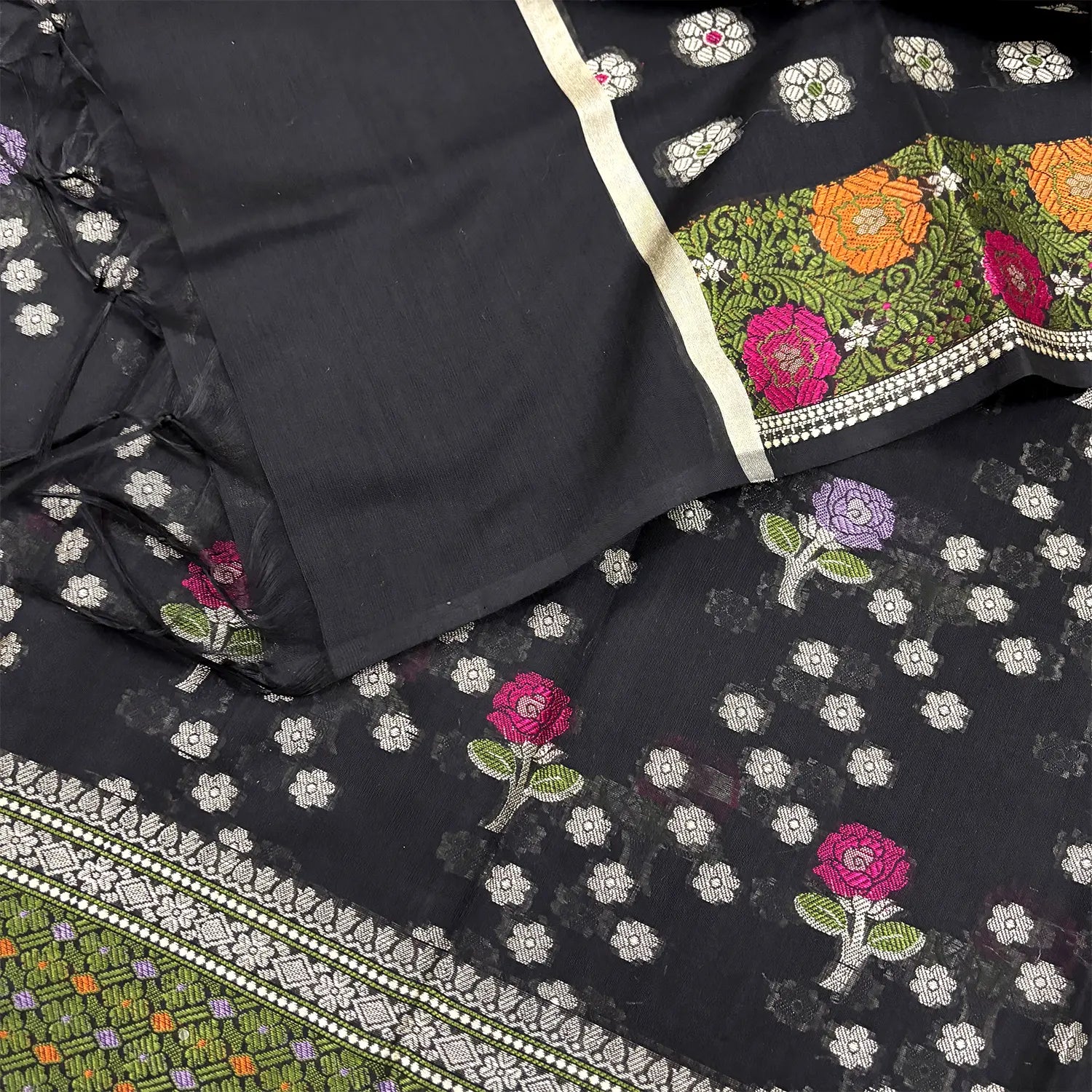 Black Resham Banarasi Silk Suit
